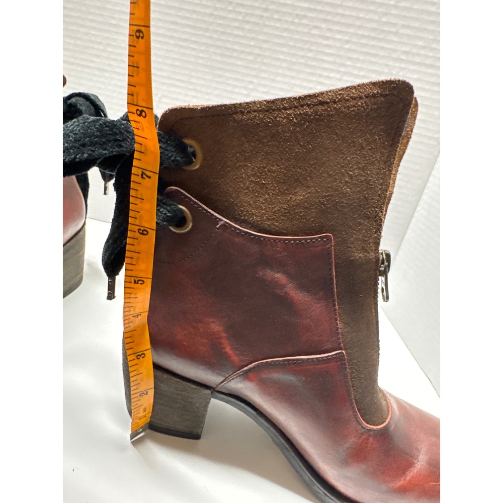 Casta Ponta Brown Leather Suede Zip Front Ankle Boots Made in Portugal 37 - Picture 9 of 10